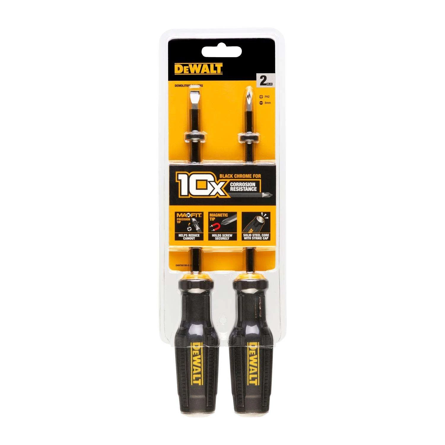 DeWalt ToughSeries 6 In. L Phillips/Slotted Demolition Screwdriver Set 2 Pk 3 DeWalt ToughSeries 6 In. L Phillips/Slotted Demolition Screwdriver Set 2 Pk